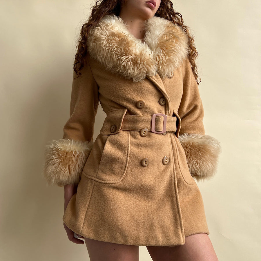 70's fur trimmed clearance coat