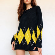 Cozy Argyle Sweater Dress