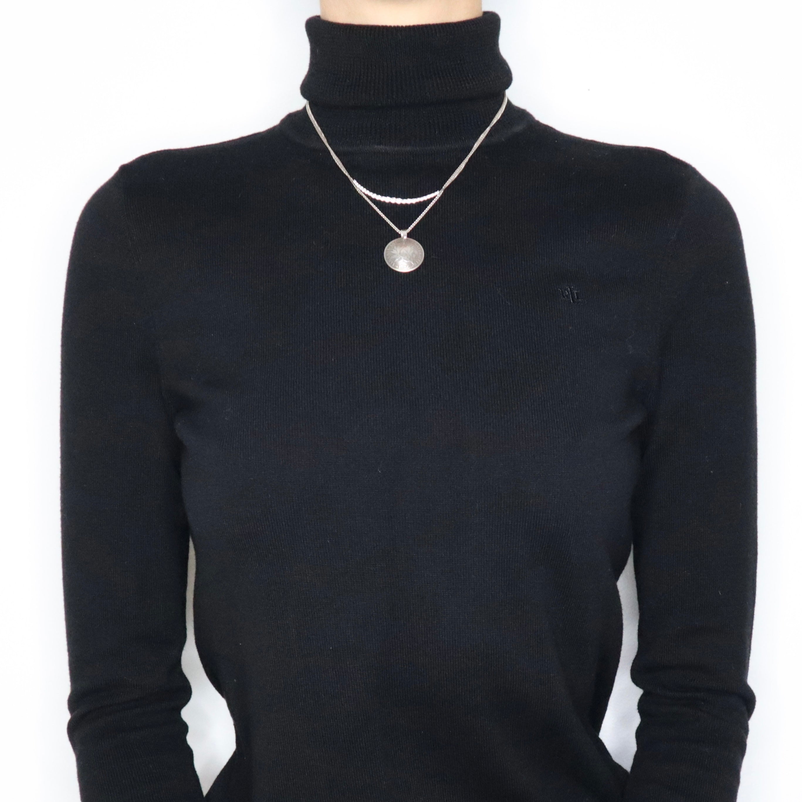 90s RALPH LAUREN Black Turtleneck Sweater (M)