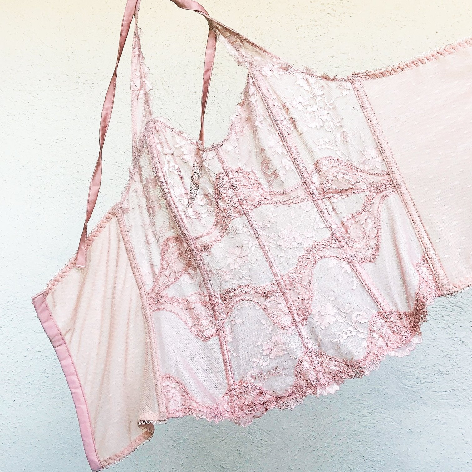 Dusty Pink Lace Corset Top