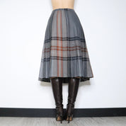 60s Pleated Plaid Maxi Skirt (S/M)