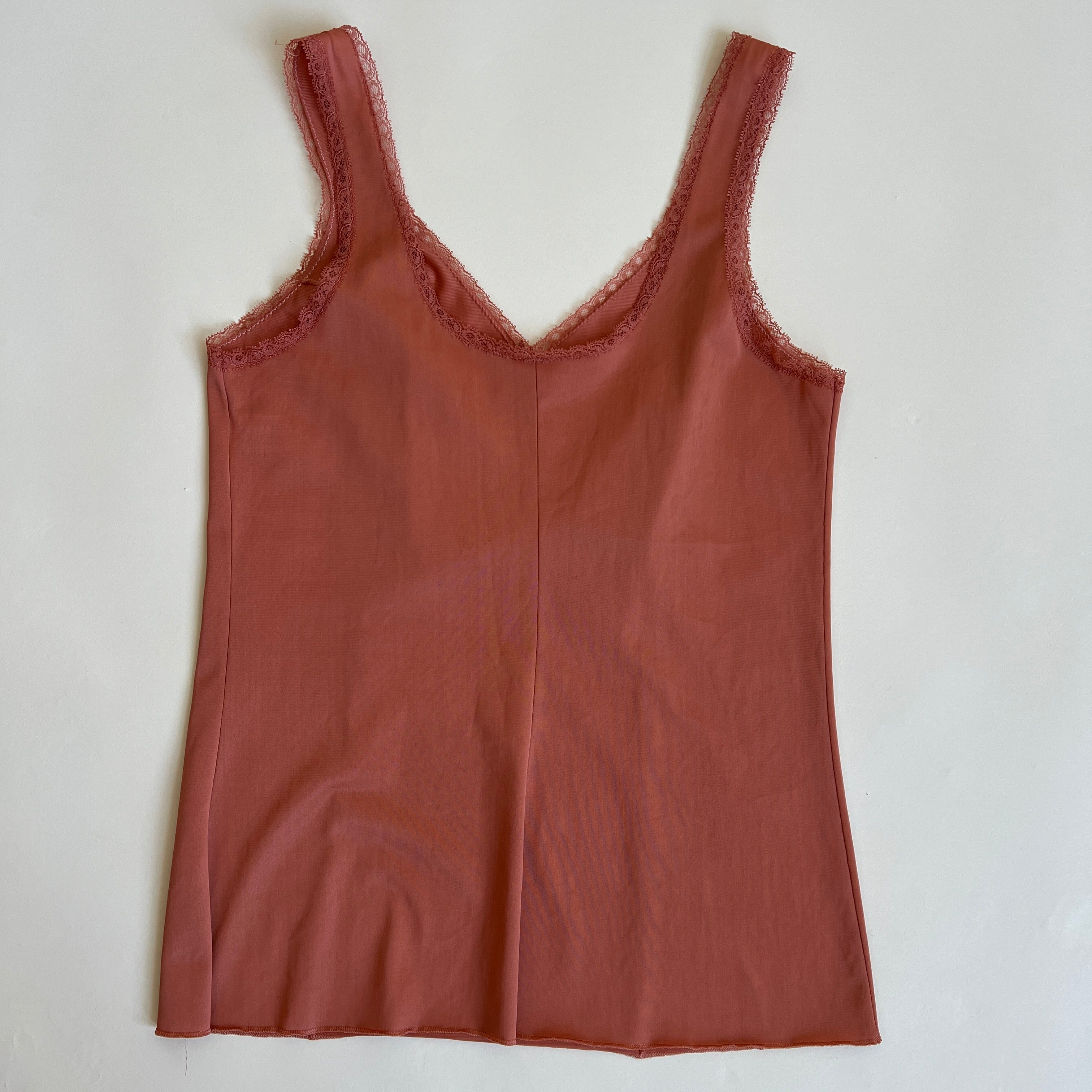 Hand dyed terracotta satin tank (M/L)