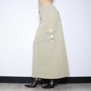 90s Light Khaki Cargo Maxi Skirt (S/M)
