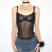 90s Black Beaded Silk Camisole (S)