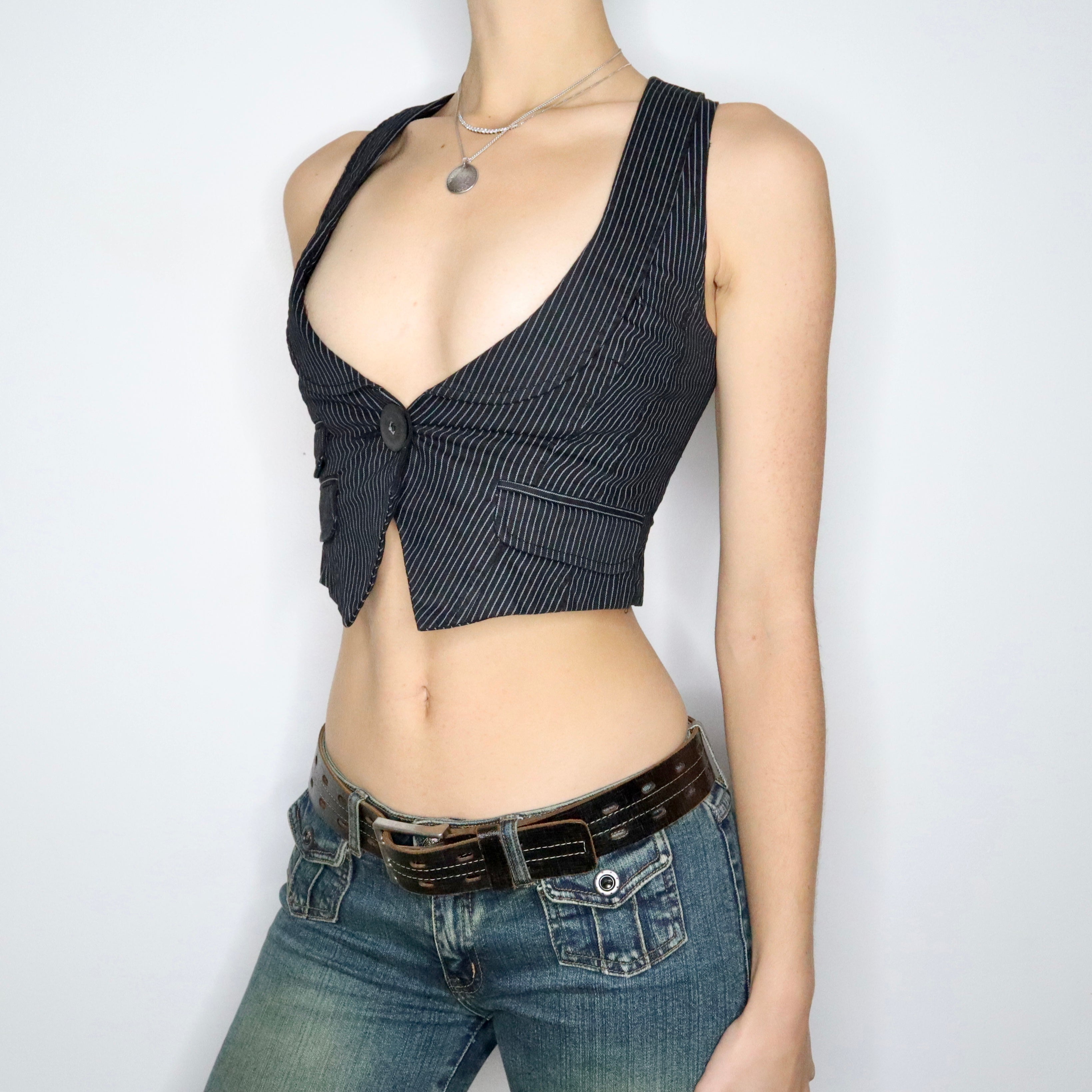 Y2K Pinstripe Mini Vest (XS/S)