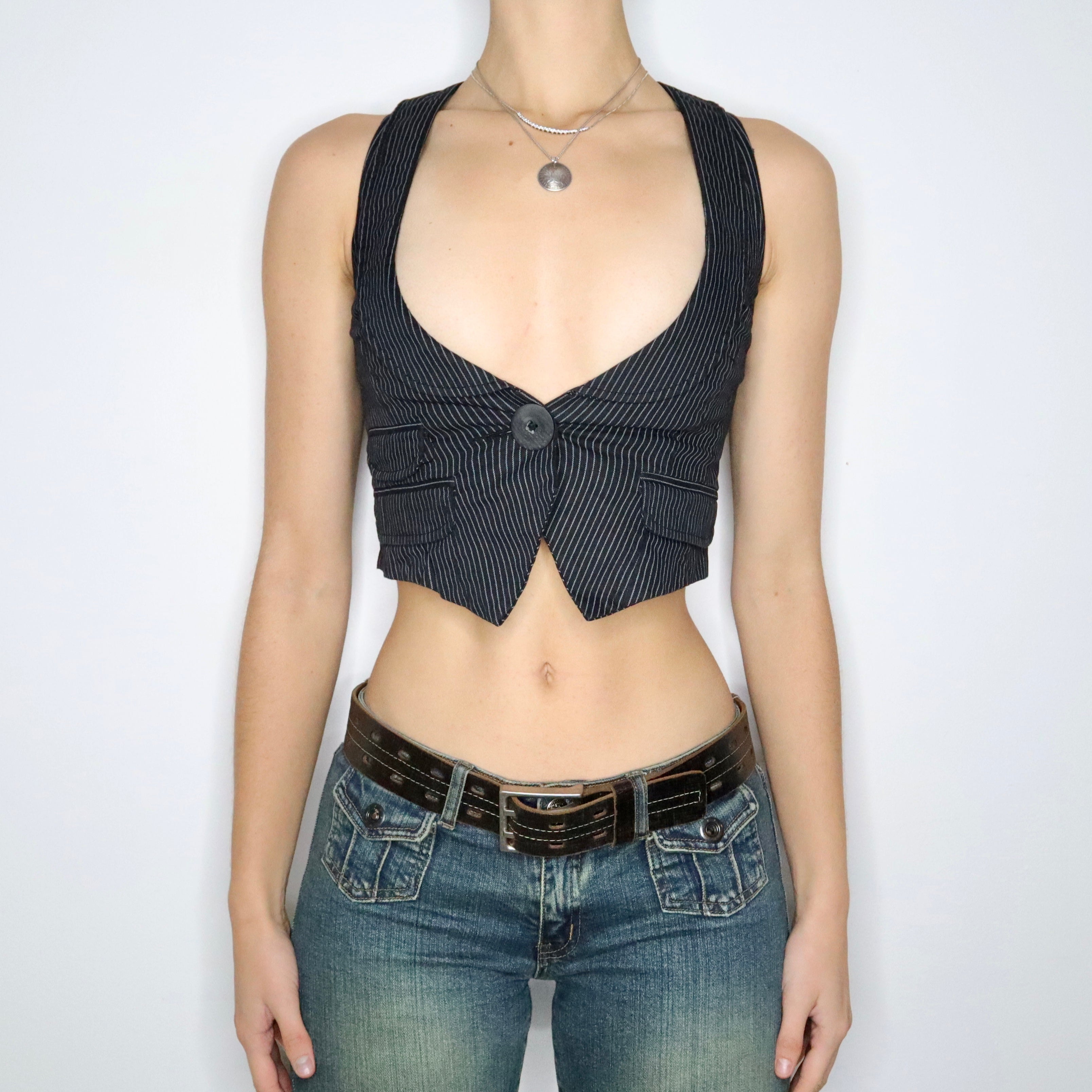 Y2K Pinstripe Mini Vest (XS/S)
