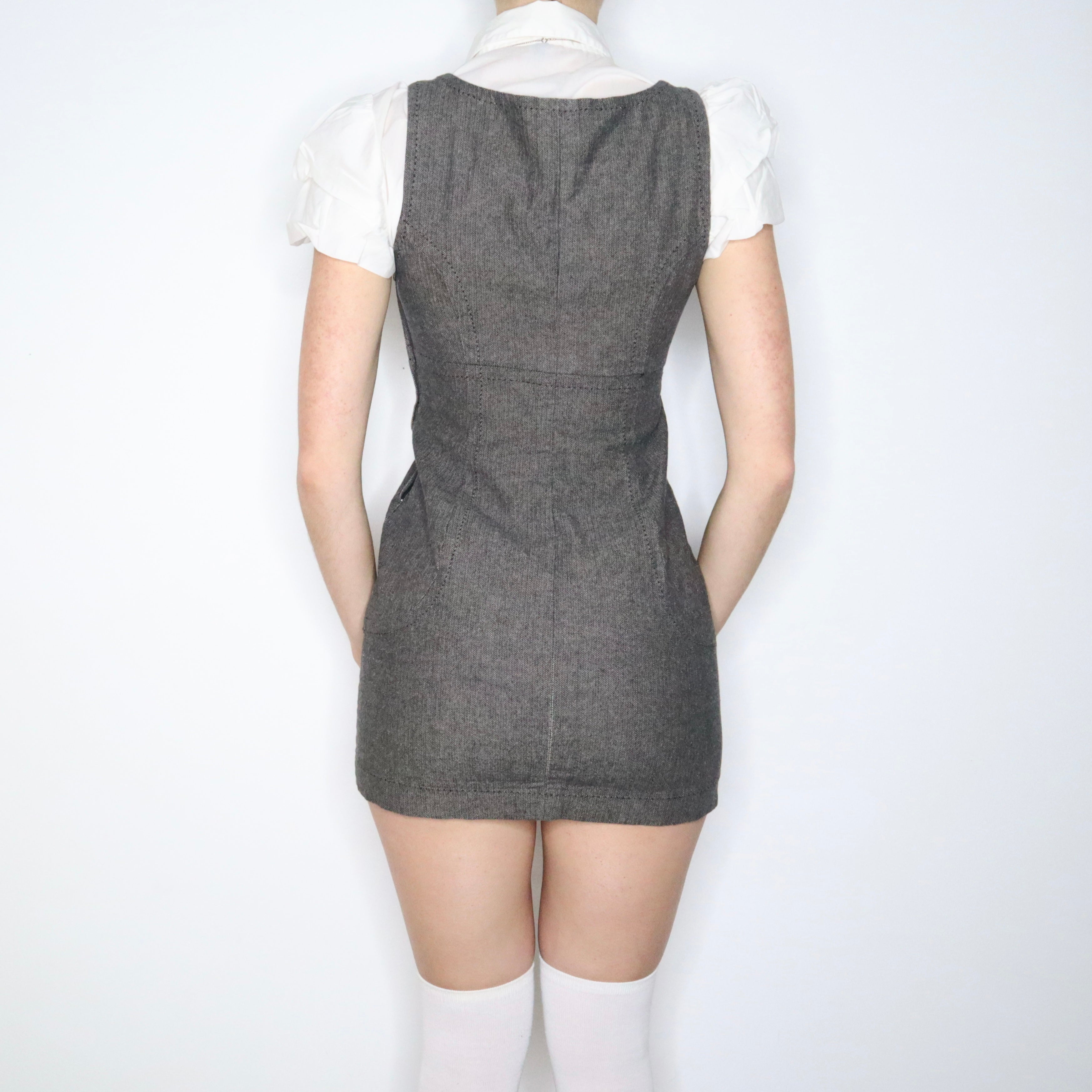 Y2K Preppy Babydoll Mini Dress (S)