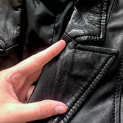 Italian Black Leather Blazer (Small)