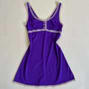 Vintage purple lace trim mini slip - S