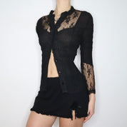 90s Pleated Chiffon Blouse (S/M)
