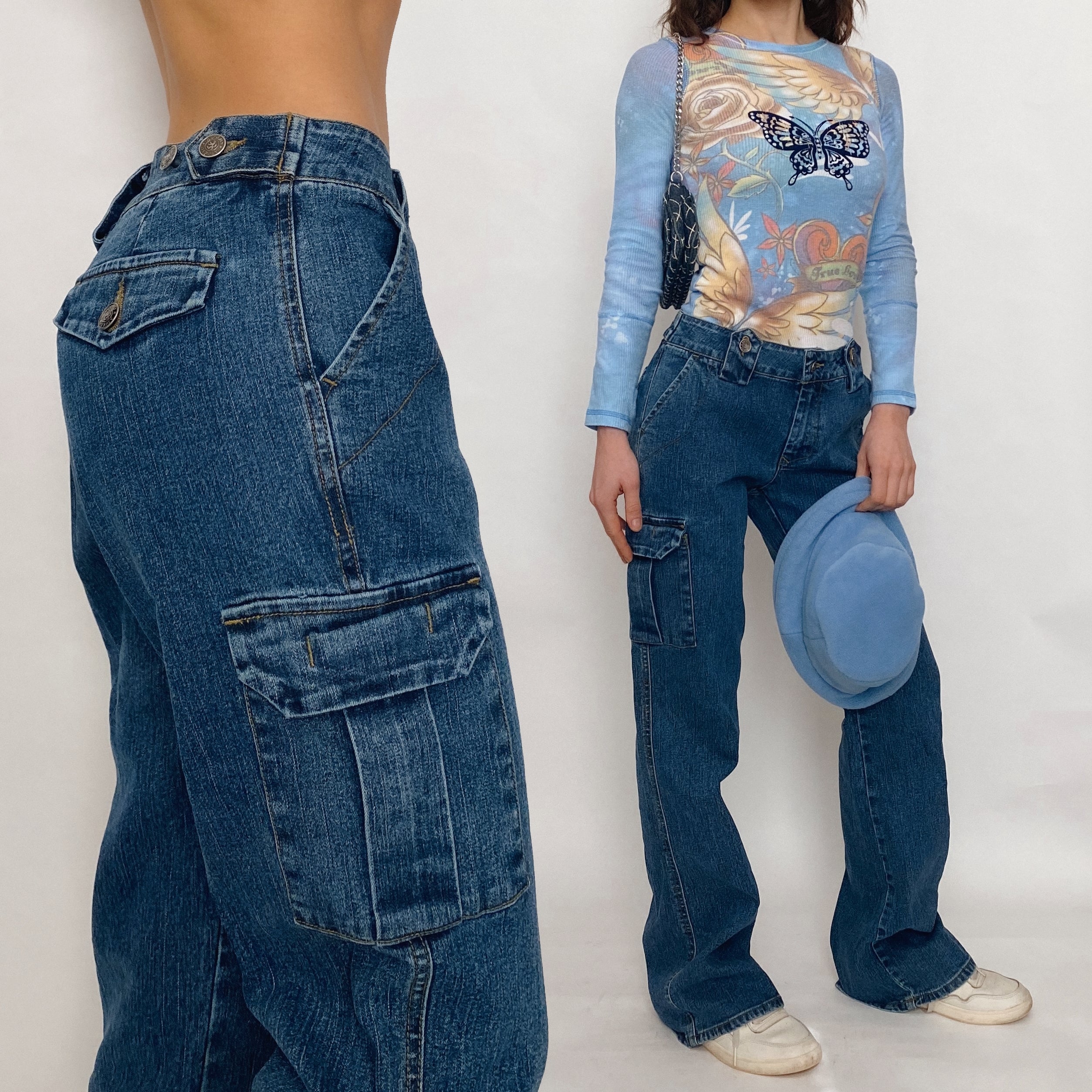 linen denim cargos - size 6