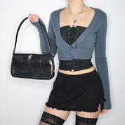 90s Black Faux Leather Shoulder Bag