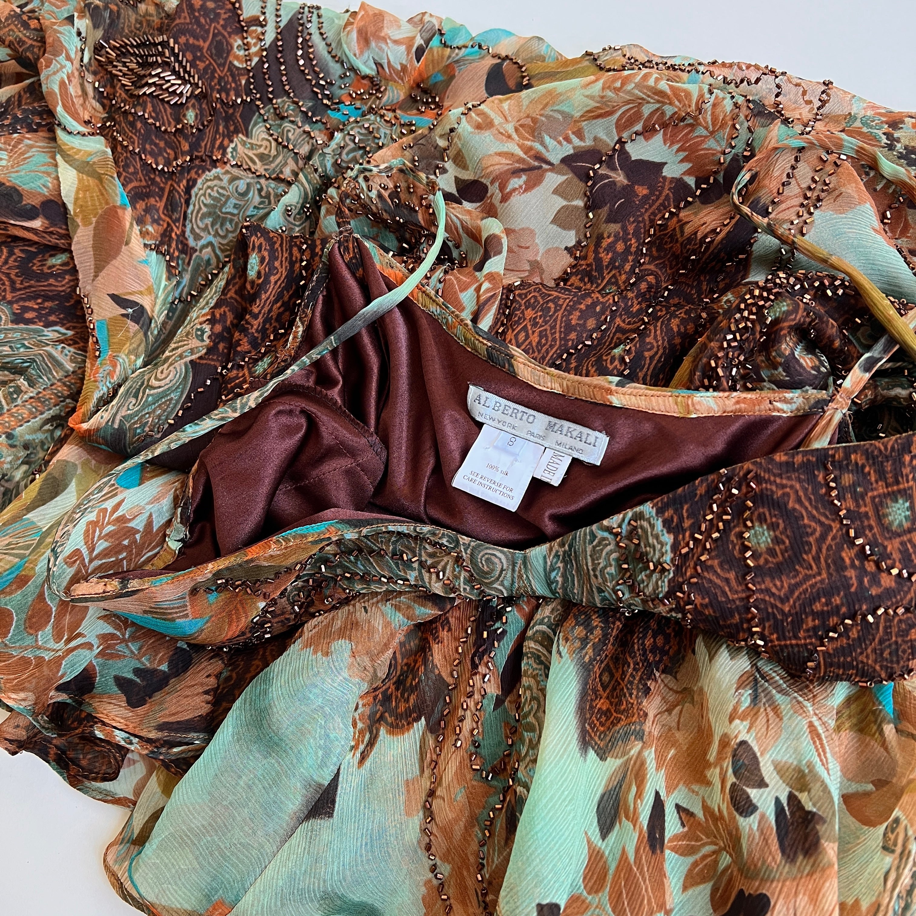 Y2k pure silk beaded fairy dress - M