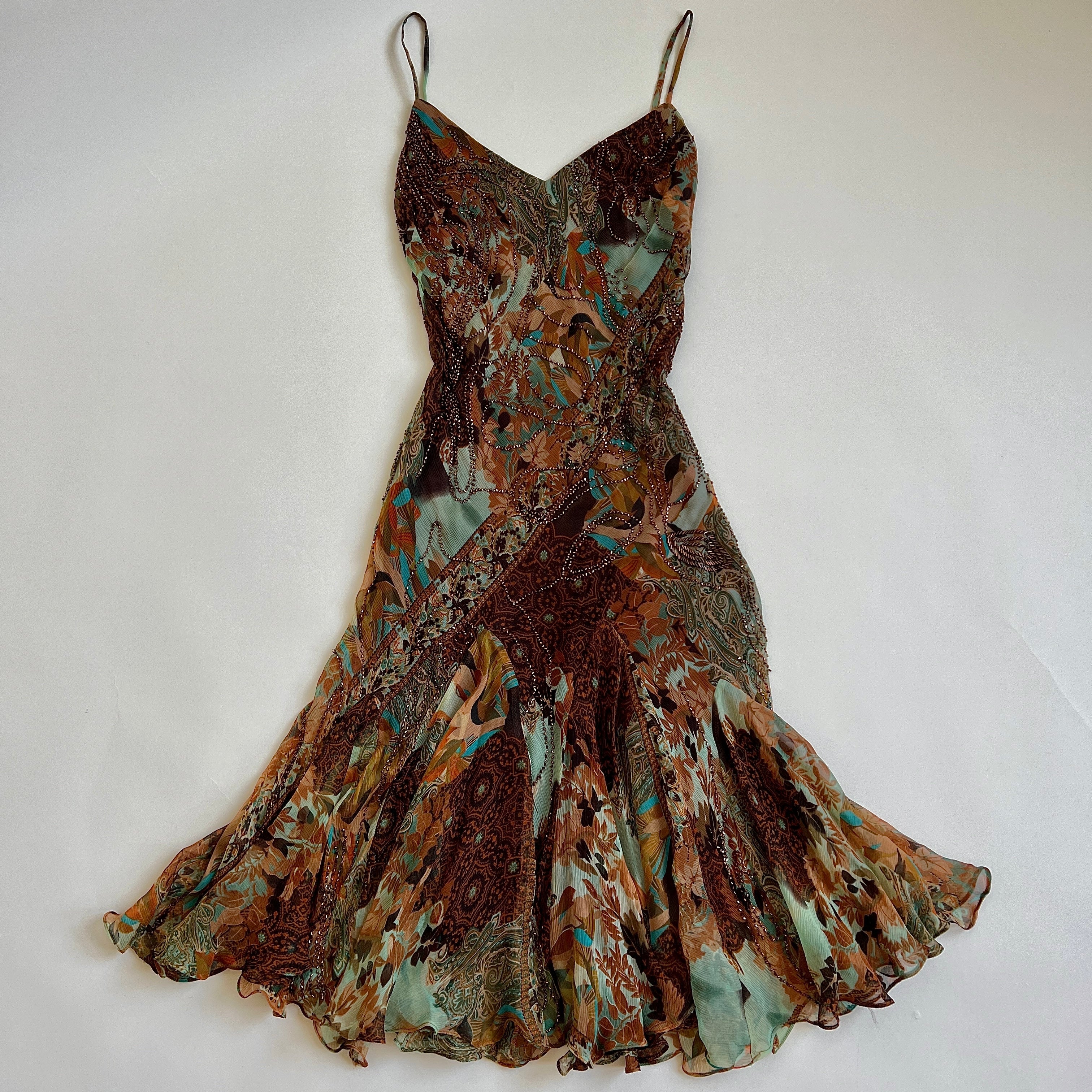 Y2k pure silk beaded fairy dress - M