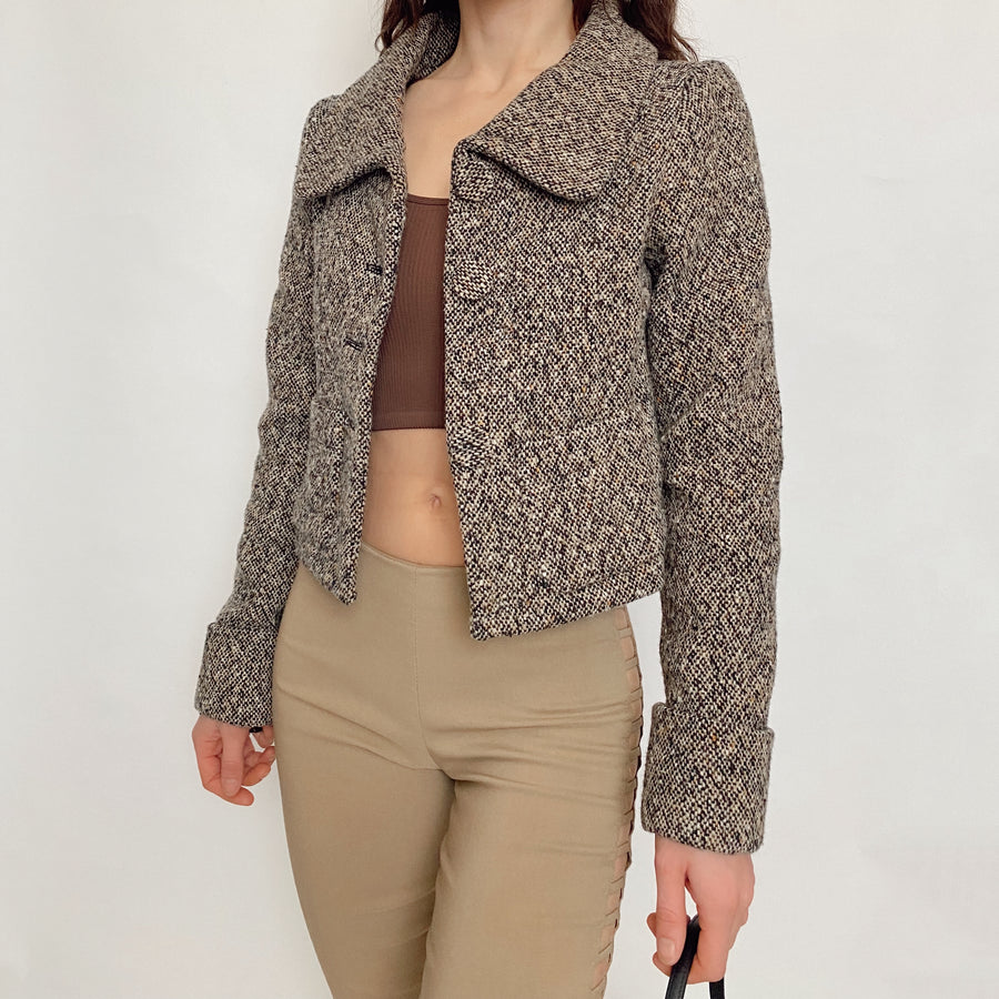 cropped tweed overcoat - extra small