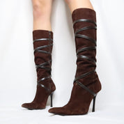 Y2K Brown Pointed Toe Boots (6.5)