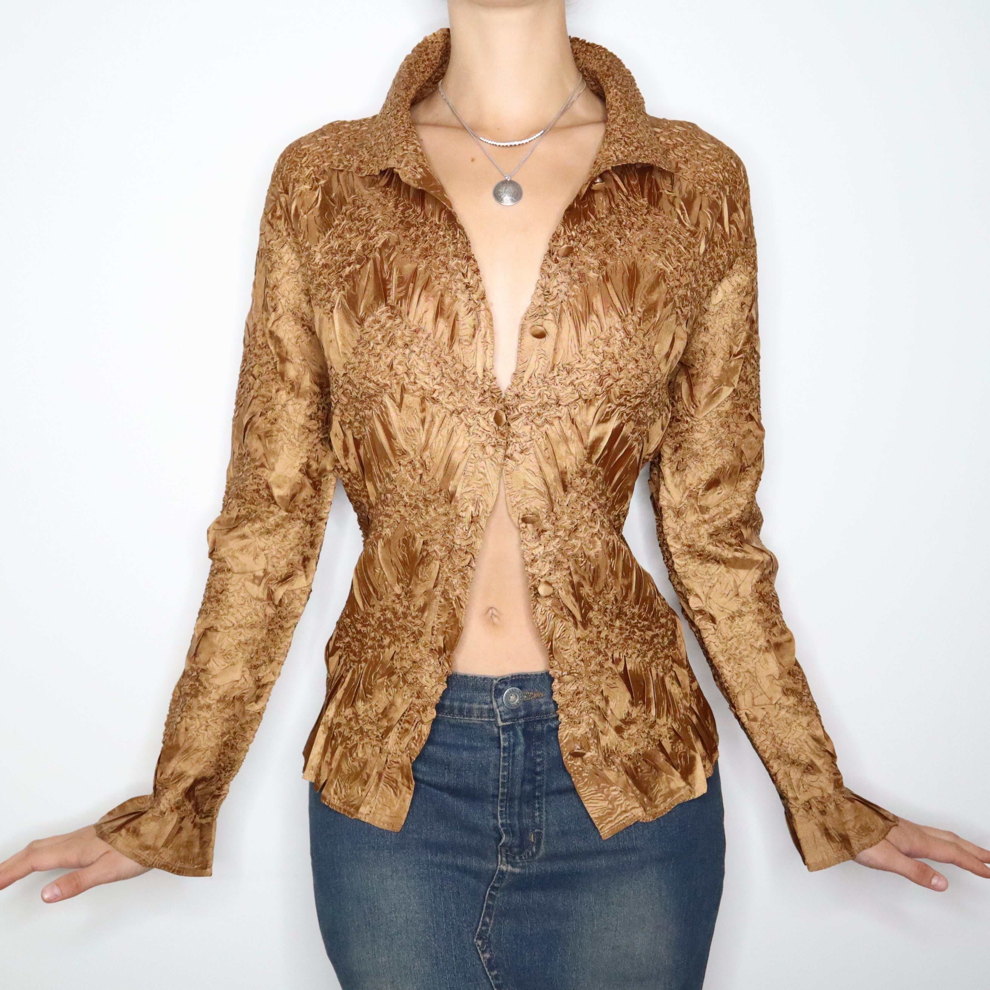 90s Copper Textured Button Up (M/L)