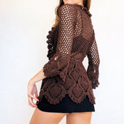 Chocolate Brown Crochet Cardi