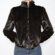 90s Brown Faux Fur Coat (XS)