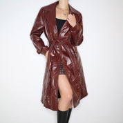70s Burgundy Leather Trench Coat (M/L)