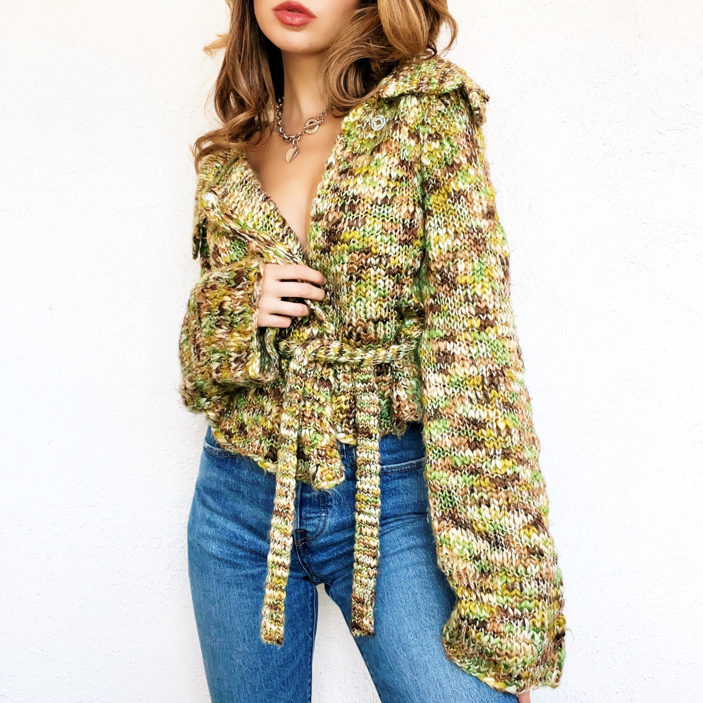 Green Belted Cardigan