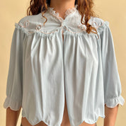 Vintage 50s blue + pink swirl bed jacket