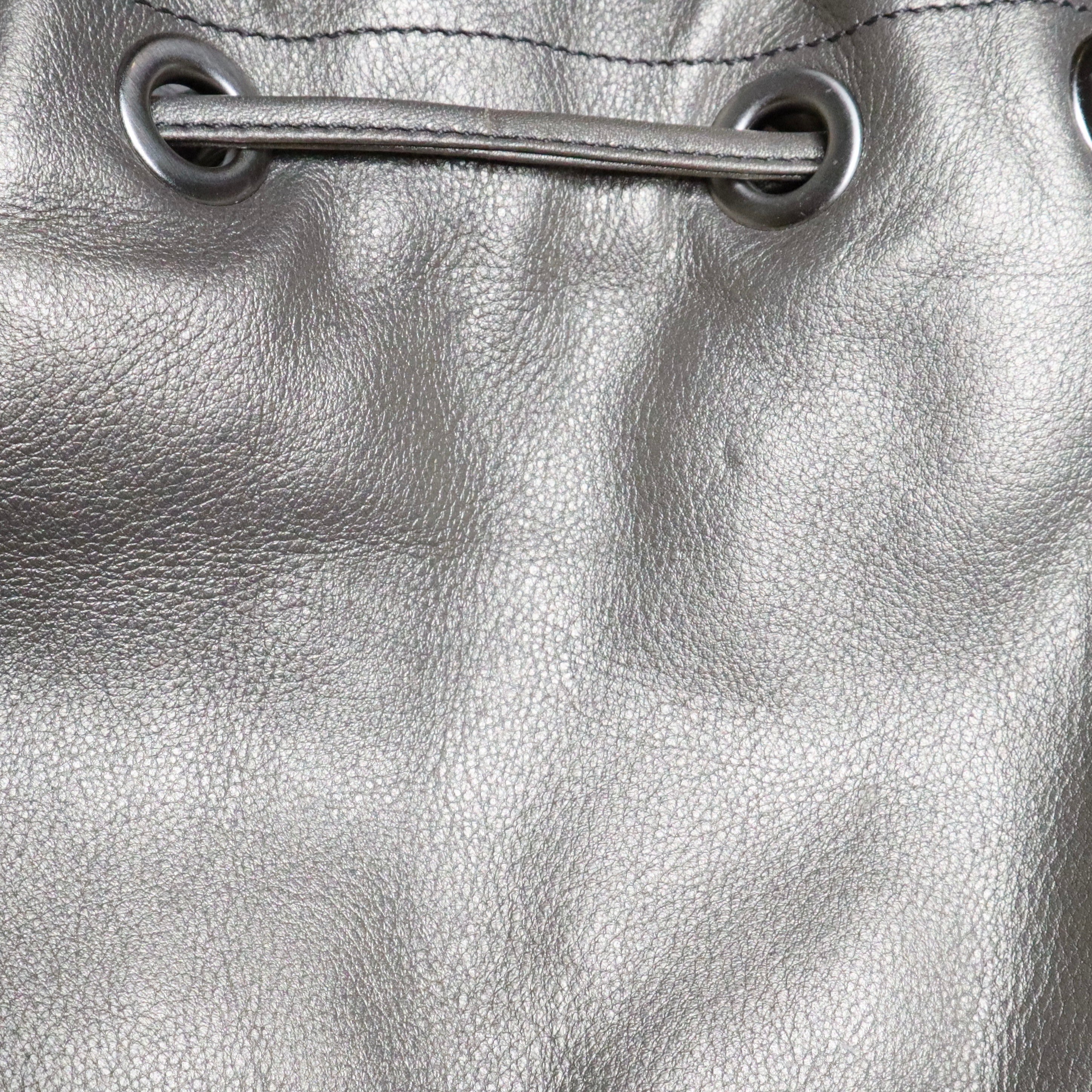 Y2K Slouchy Silver Leather Shoulder Bag