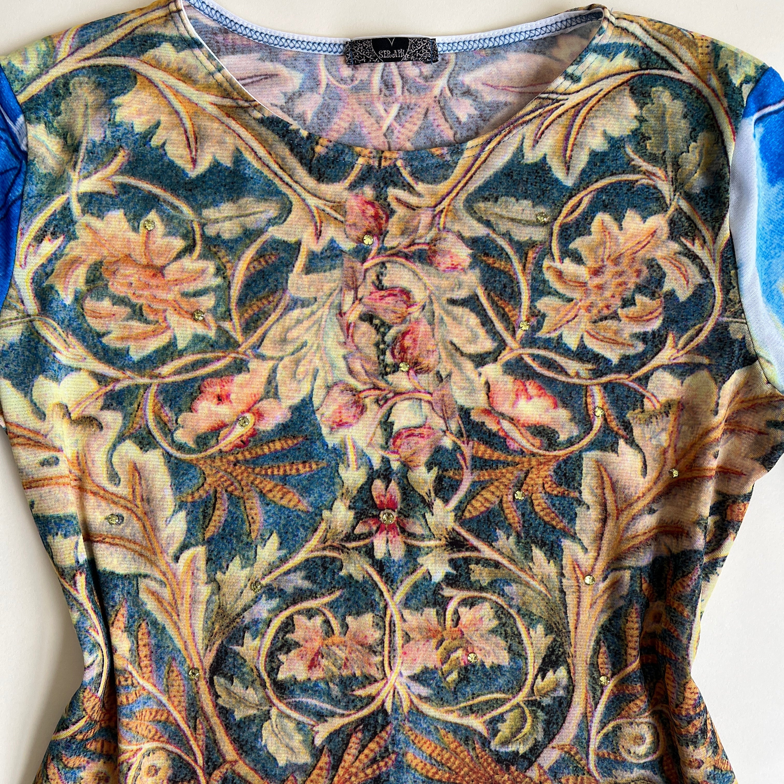 Vintage 90s graphic print mesh top - XL
