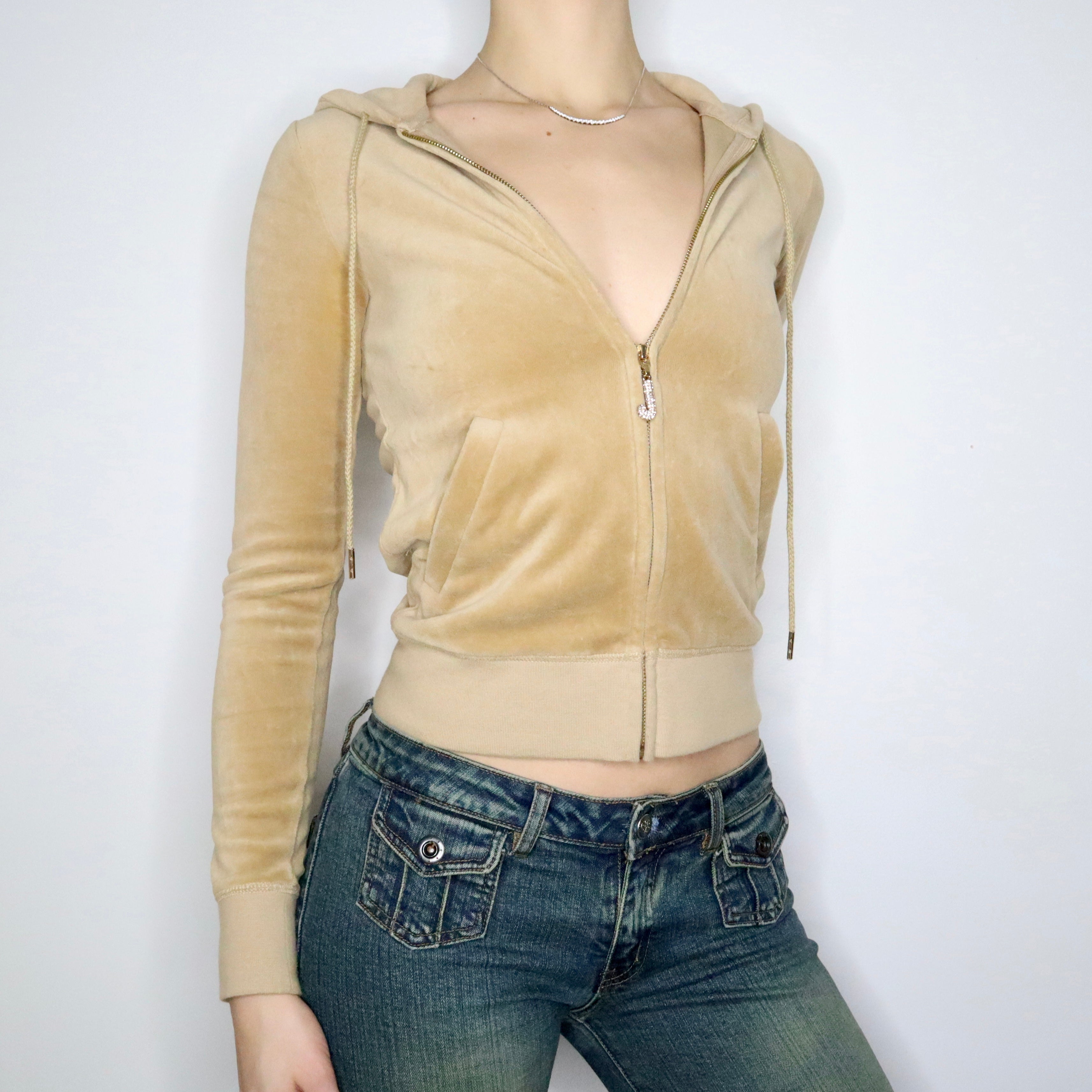 JUICY COUTURE Tan Velour Hoodie (S)