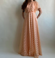 Vintage 70s/80s coral lace bridesmaids dress (S)