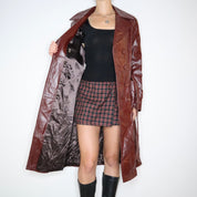 70s Burgundy Leather Trench Coat (M/L)