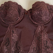 00s chocolate lace & satin bustier (s)