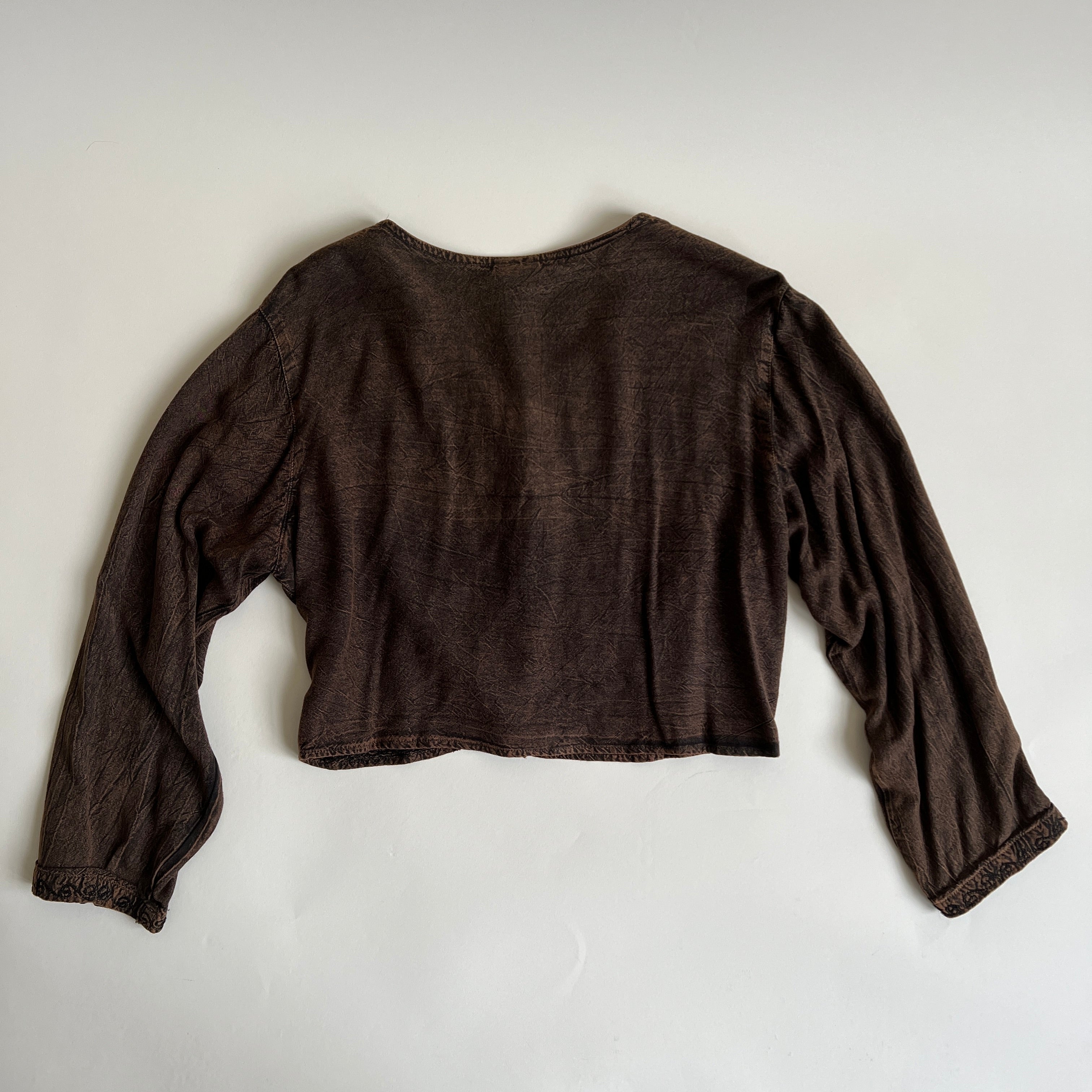 Vintage 90s boho velvet crop top - XL