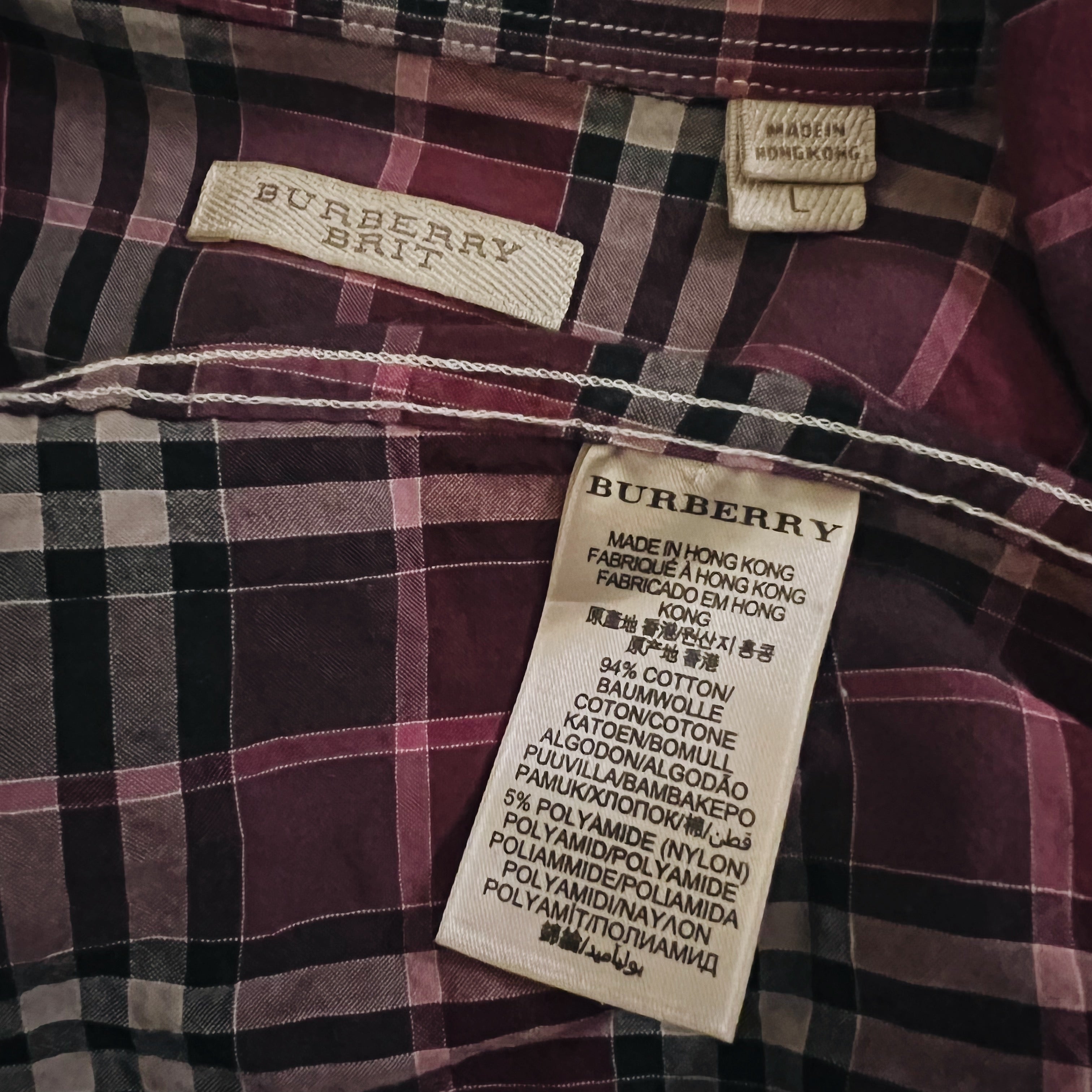 Purple Plaid Burberry Button Up