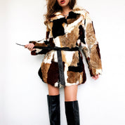 Vintage Patchwork Rabbit Fur Coat