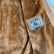 Chunky caramel leather & faux fur Sherpa bomber (M)