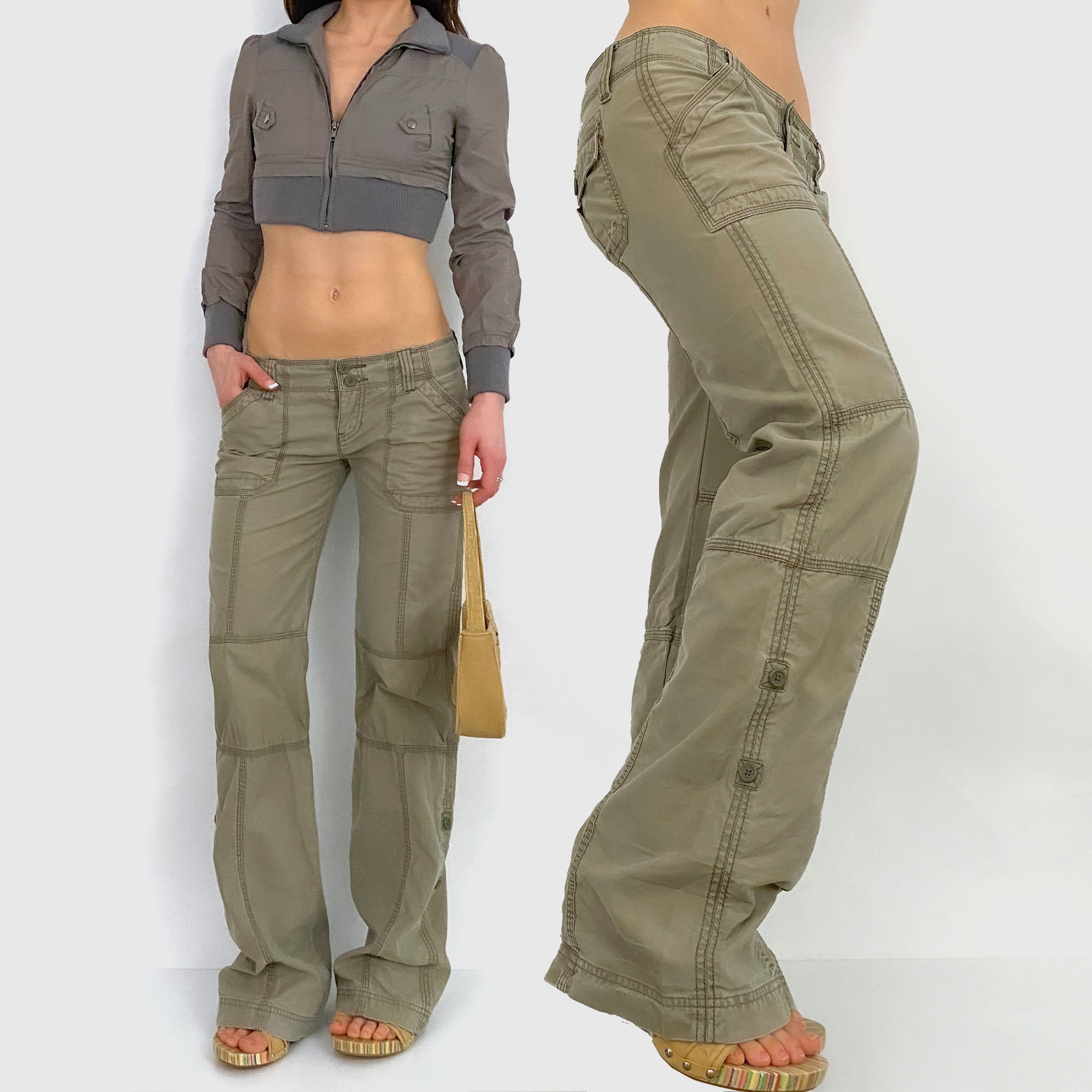 Y2K Olive Cargos - Small