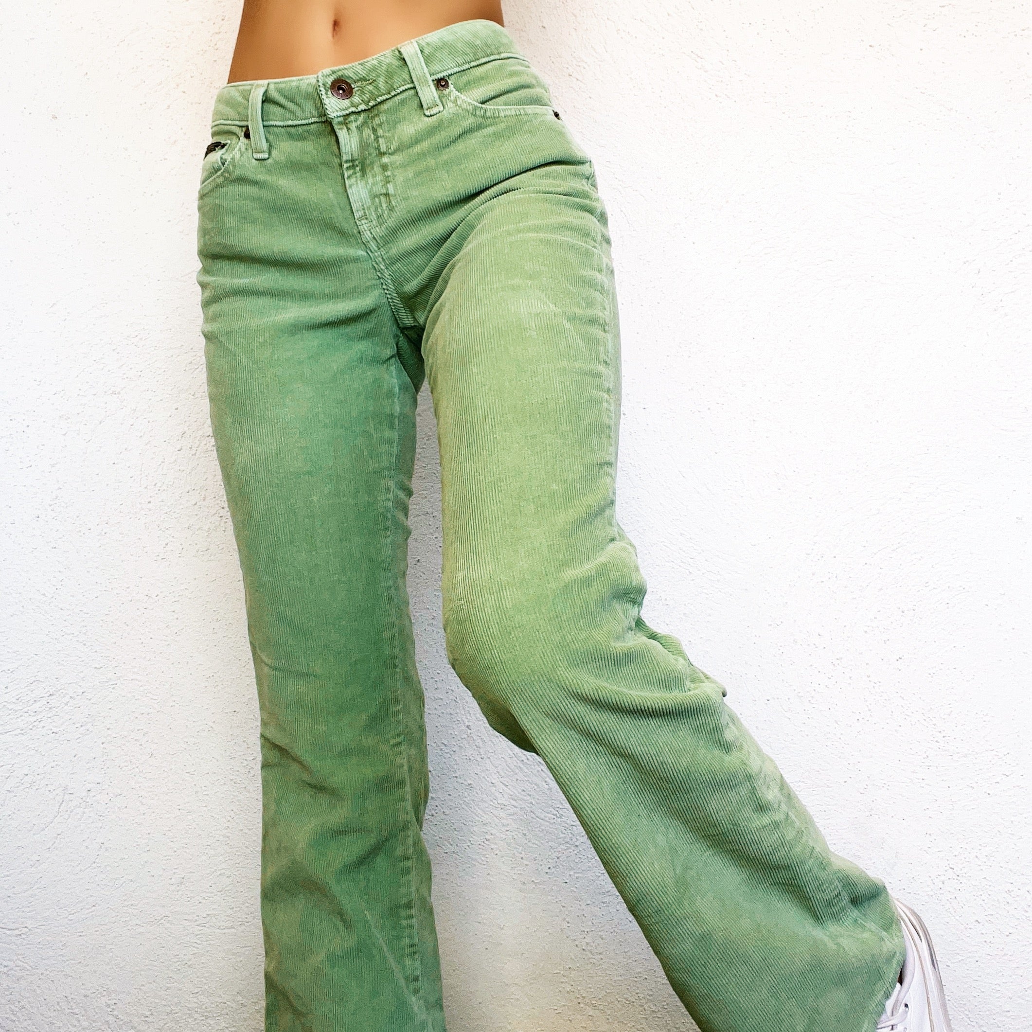 Pistachio Green Corduroy Flares