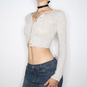 Fuzzy Gray Cropped Cardigan (XS)