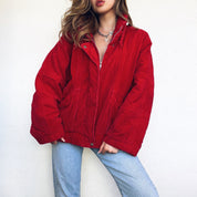 80s Red Corduroy Bomber Jacket