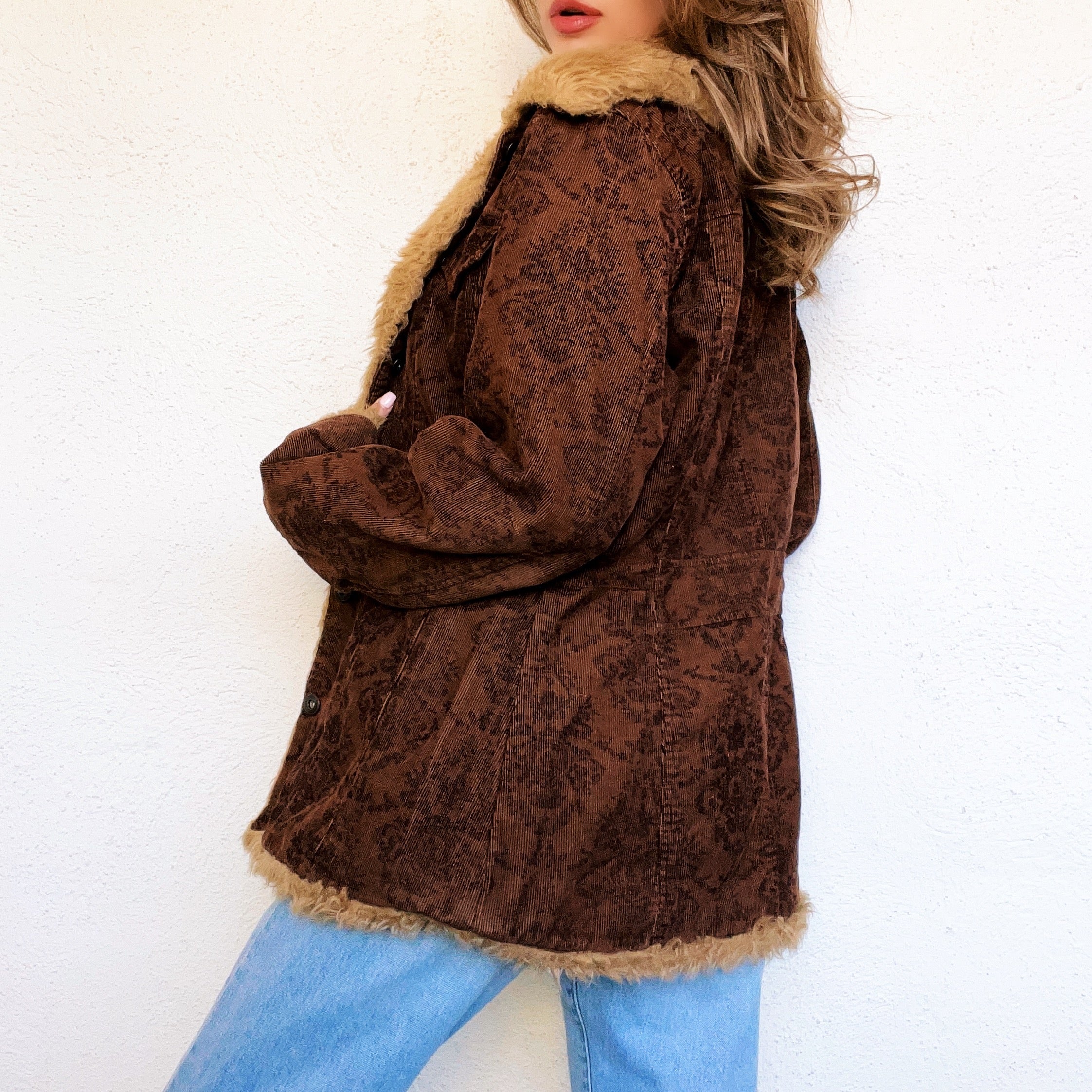 Furry Floral Corduroy Jacket