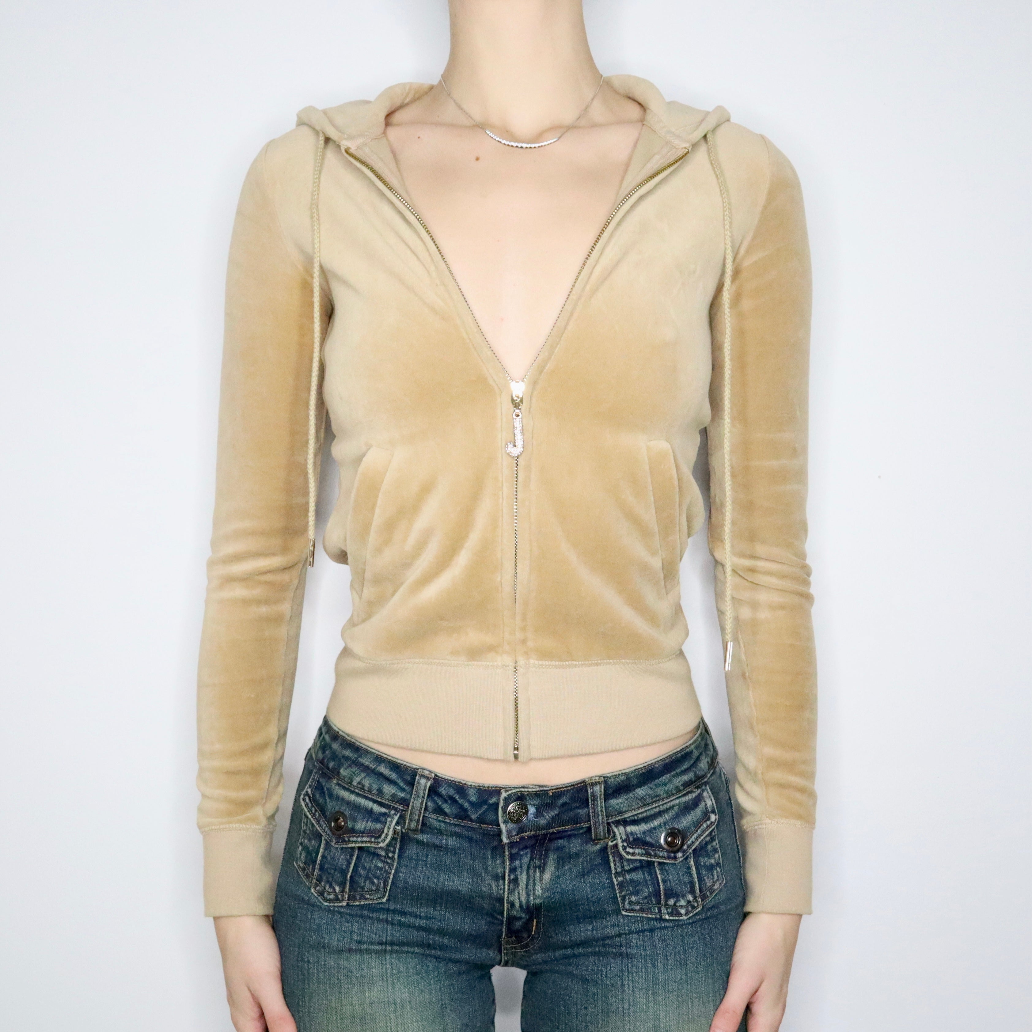 JUICY COUTURE Tan Velour Hoodie (S)