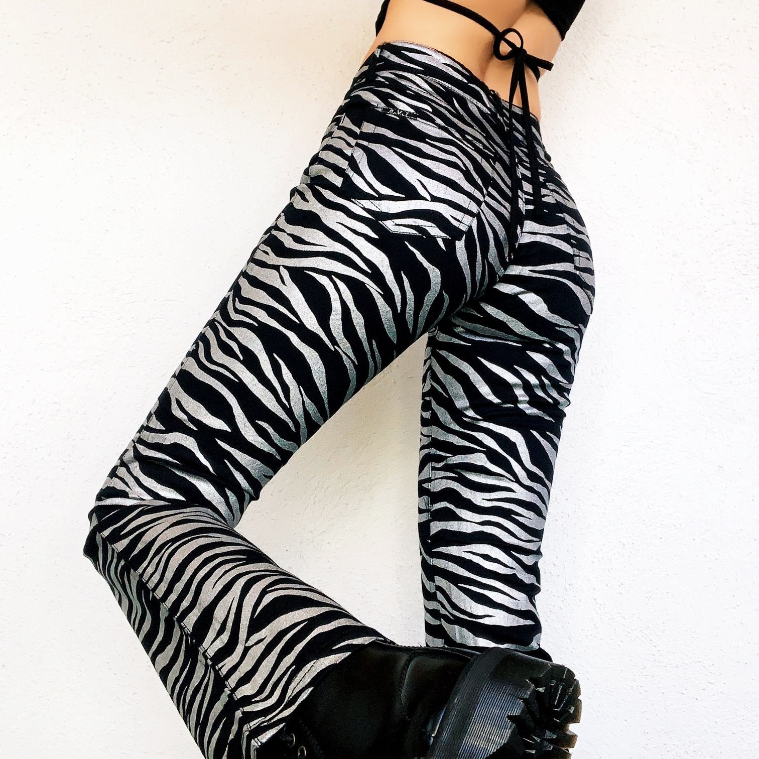 Black & Silver Zebra Stripe Flares