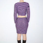 90s Purple Knit Skirt and Cardigan Set (S/M)