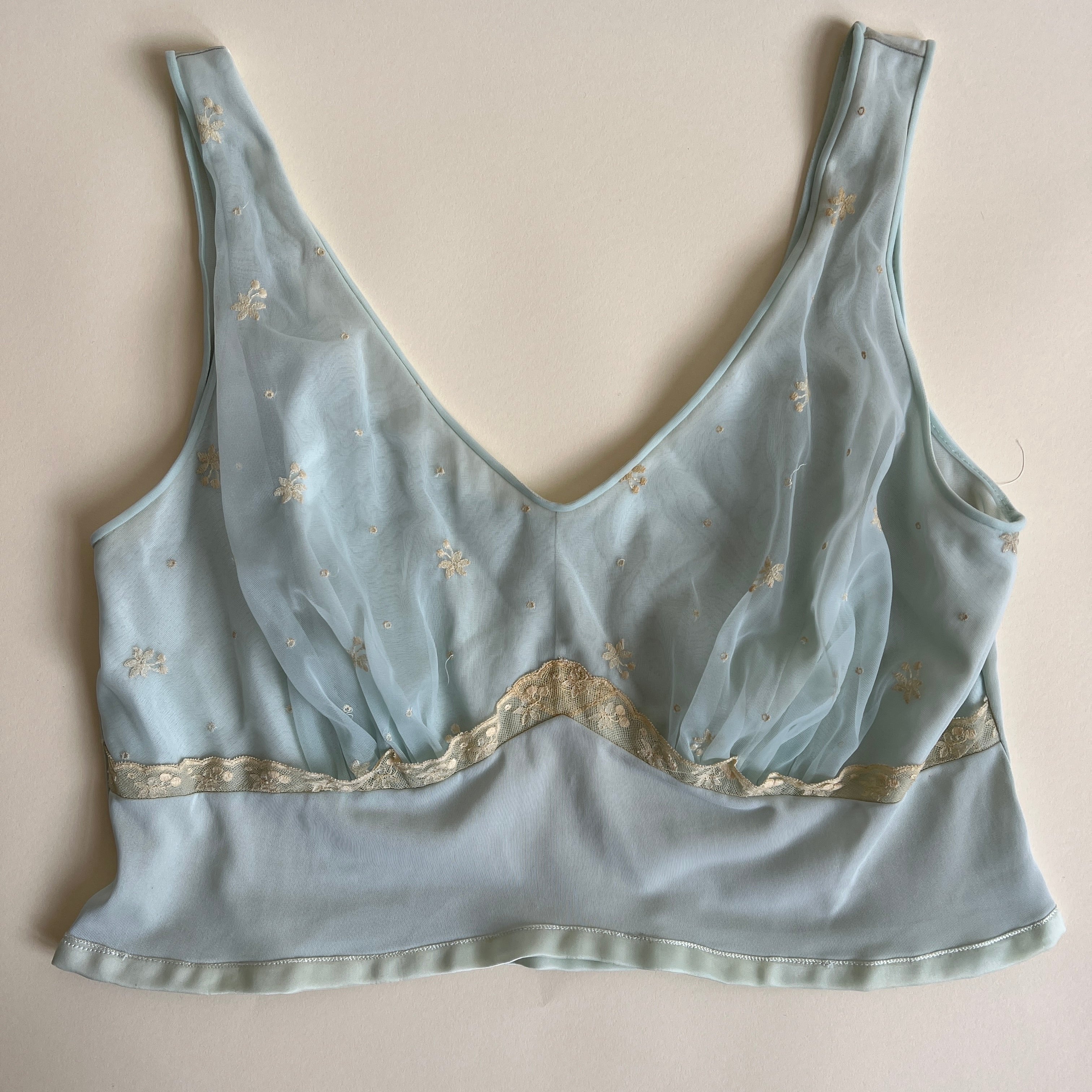Vintage baby blue slip crop top - L