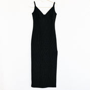 90s Black Pinstriped Maxi Dress