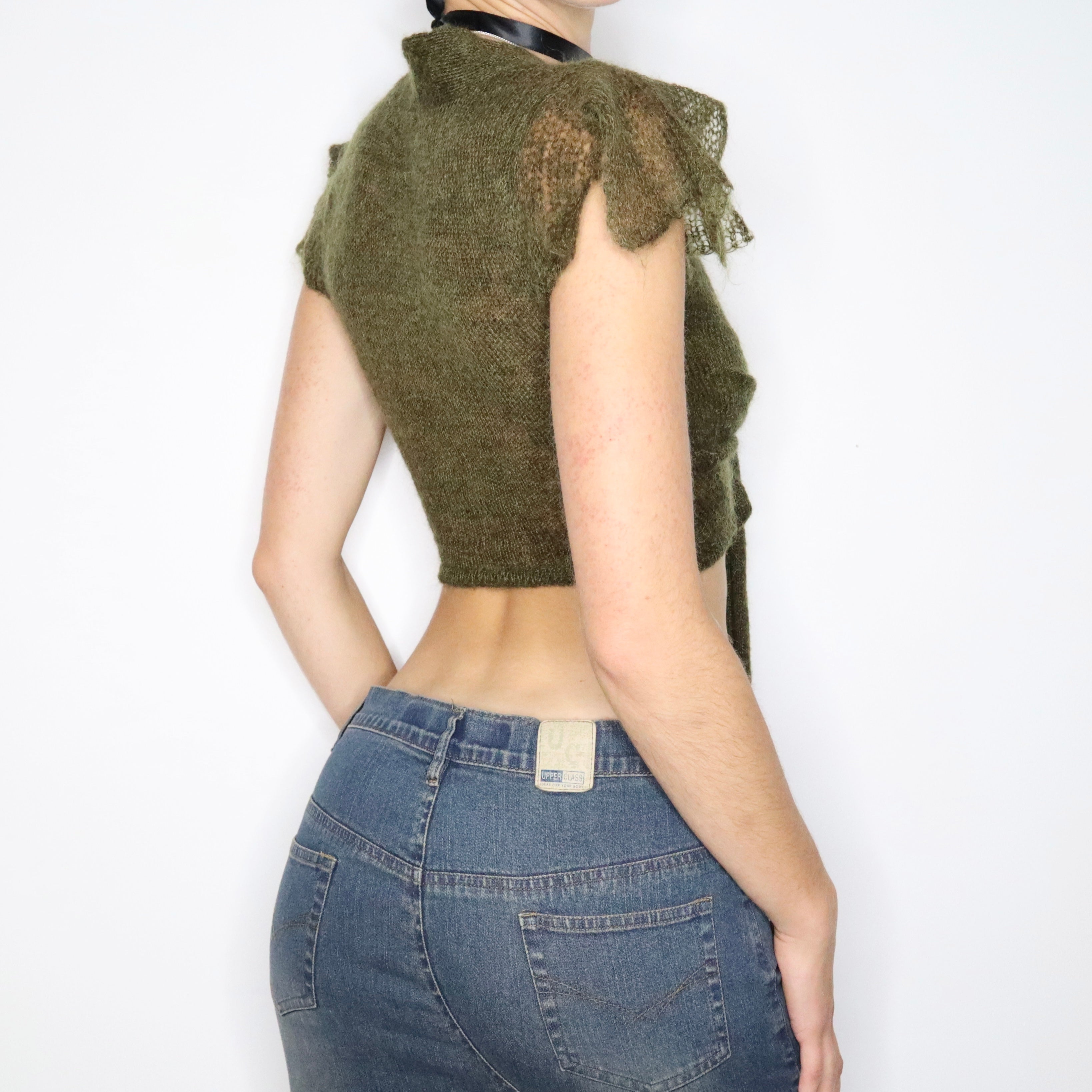 Vintage Y2K Moss Mohair Fairy Bolero (Small)