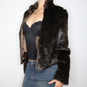 90s Brown Faux Fur Coat (XS)