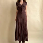 00s espresso brown drop waist maxi dress (S/M)
