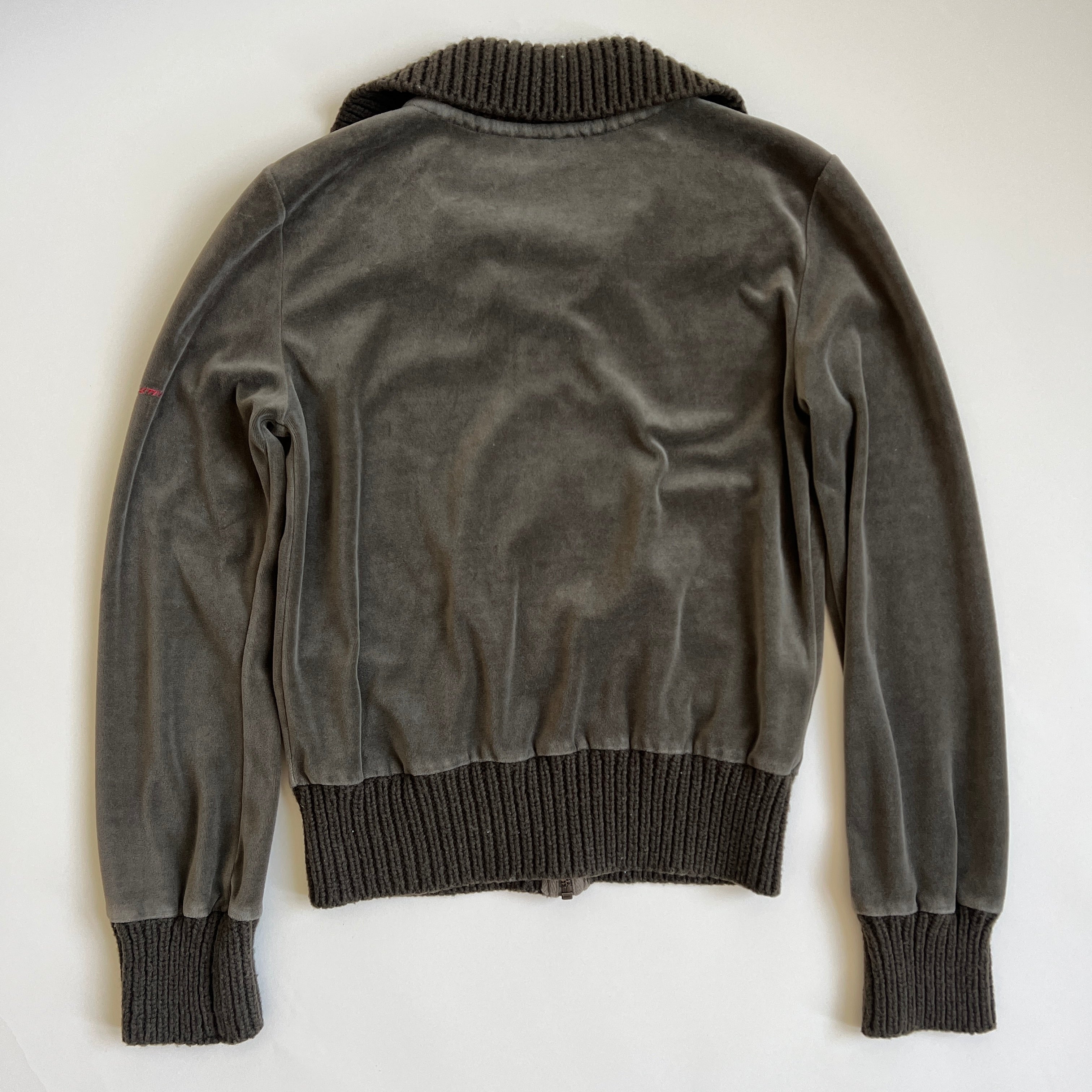DKNY dark sage velour track jacket - M